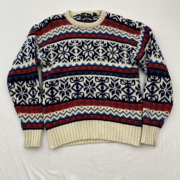 Hunt Club Sweater Mens Large Wool Blend Fair Isle Knit Winter Classic Ski Lodge - Picture 1 of 10